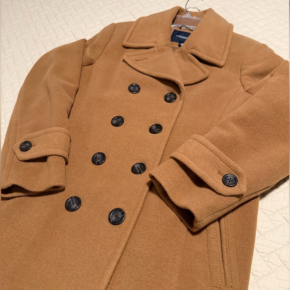 Lands’ End Wool Peacoat Camel Tan Color